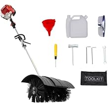 52CC 2.3HP 2 Stroke Gas Power Broom Handheld Sweeper, 1700W Walk Behind Sweeper Hand-Held Gas Power Garden Sweeper Artificial Grass Power Air-Cooled for Snow Broom Grass Driveway