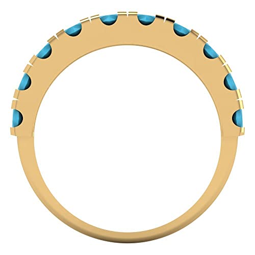 Clara Pucci 1 ct Brilliant Round Cut Simulated Turquoise 14k Yellow Gold Bridal Engagement Wedding Desginer Stackable Band4