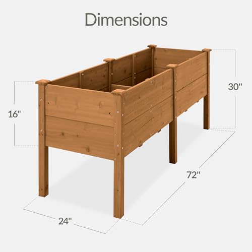 Image of Best Choice Products 72 inch x 24 inch x 30 inch Raised Garden Bed with Extra Deep 16 inch Depth, Elevated Wood Planter Box Stand for Backyard, Patio, Balcony, Natural Fir Wood - Acorn Brown