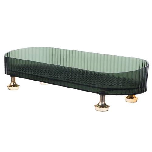 MUCKLILY Soap Holder Self Draining Tray for Bathroom Countertop Storage Transparent Toiletries Organizer for Soap Toothbrushes and Cosmetics Design