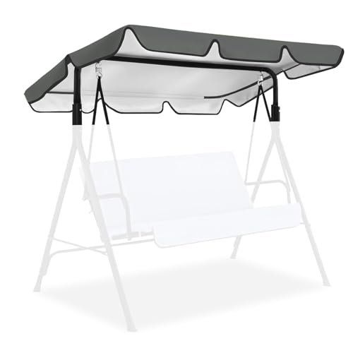 Tetto Dondolo da Giardino, Copertura Dondolo 3 Posti, Impermeabile, Protezione UV, Telo Ricambio Universale, Misure 210 x 145 cm (Grigio)