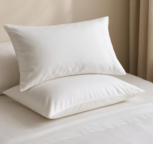 Sweave 100% Eucalyptus Tencel Lyocell Pillow Cases - 300 TC Light, Temperature Regulating, Skin-Friendly Pillow Cover - Thin, Crisp and Breathable Percale Pillowcases - (White, Queen)