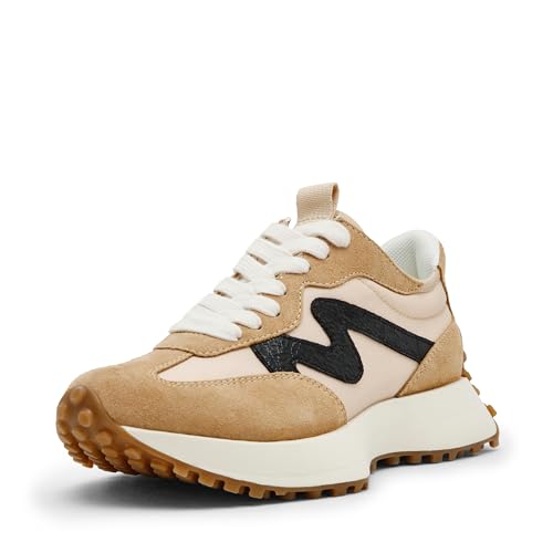 Steve Madden Women's Campo Sneaker, Tan/Black, 7.5