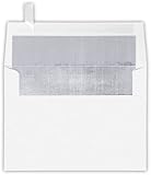 A7 Foil Lined Invitation Envelopes (5 1/4 x 7 1/4) w/Peel & Press - White w/Silver LUX Lining (50 Qty.) | Perfect for the HOLIDAYS, 5x7 Photos, Invitations, Greeting Cards and More! |FLWH4880-03-50