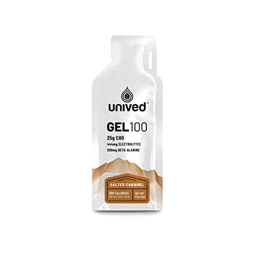 Image of Unived Gel 100 - Vegan Energy Gel for Endurance Athletes Runners & Cyclists - 100kcal - Salted Caramel - Pack of 6