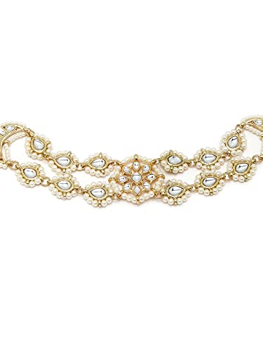 Karatcart Gold Plated Drop Kundan Studded Handcrafted Hairband for Women - Image 4