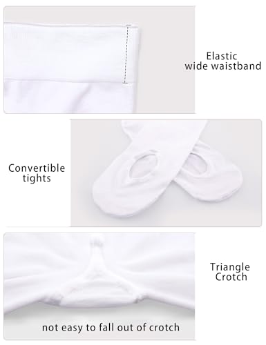 Image of Ultra-soft Ballet Tights High Elastic Convertible Dance Pantyhose 2 Ways to Dress (Toddler /Girls /Women)