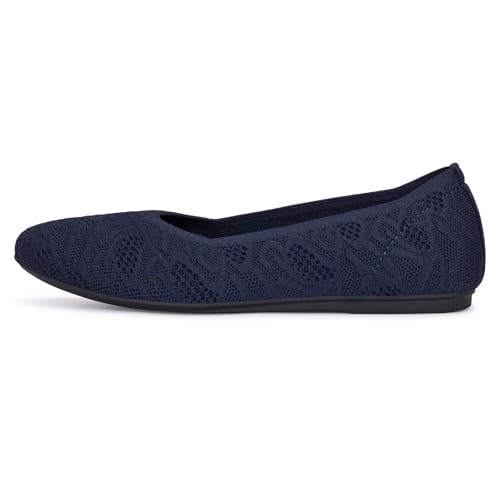 Image of Frank Mully Women's Ballet Flat Shoes Knit Dress Shoes Round Toe Slip On Ballerina Flats for Woman Low Wedge Comfort Soft
