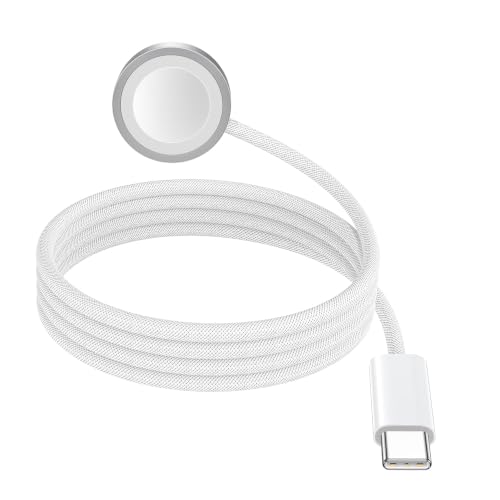 Ladekabel für Apple Watch USB C 1M, Magnetisches Schnellladegerät Tragbares, Schnelles Nylon Ladekabel Ladegerät Für Apple Watch Series 10/9/8/7/6/SE/5/4/3