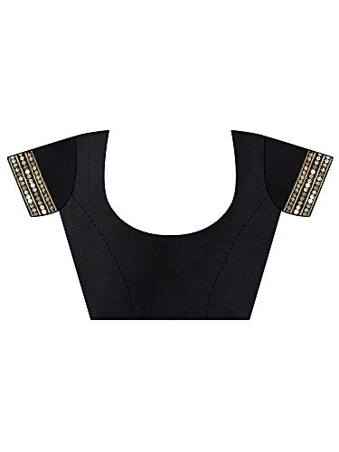 Image of AKHILAM Women's Lace Border Solid Georgette Saree with Unstitched Blouse Piece(CRNTON570 Parent)
