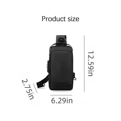 Anti-Theft Sling Backpack with USB Charging Port, Waterproof Shoulder Bag, Black(Gray) 7