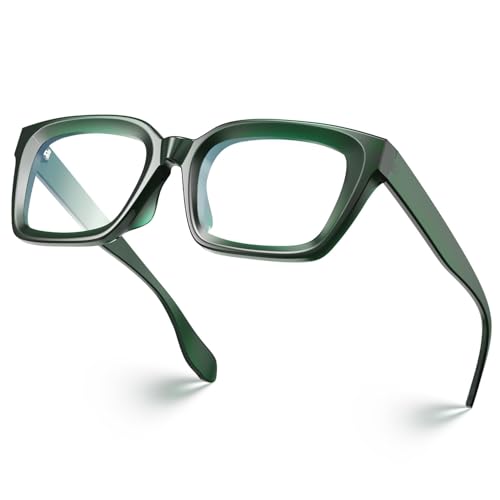 Image of VISOONE Chunky Square Anti Glare UV400 Blue Light Blocking Computer Glasses | 99% Digital Screen Filter Non-Prescription Clear Lens Thick Frame 32g Lightweight Eyewear Office for Men Women MONTANA