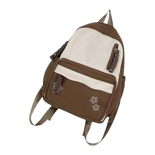 Mochila escolar de nylon ergonômica prática para adolescentes com design ergonômico, mochila escolar com vários compartimentos, Marrom, Mass Beauty