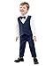 nilikastta Navy Blue Boys Wedding Guest Outfit Suspenders and Bow Tie Set Suit for Kids for Family and Friends Party 5-6 Years
