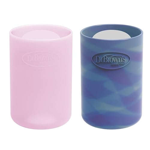 Image of Dr. Brown's Silicone Glass Baby Bottle Sleeves for 4 oz Options+ Bottles, Pink & Glow in the Dark