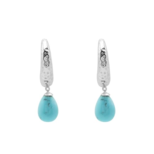 Créoles Huggie perles et gouttes turquoise légères pour un look bohème chic