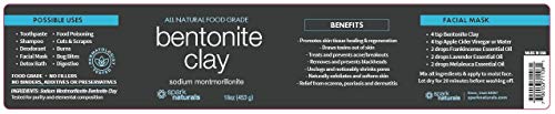Spark Naturals Sodium Bentonite Clay 1 LB - 100% Organic and Food Grade Detoxifying Clay - All-Natural Face Cleanser and Armpit Detox | Bentonite Clay, Indian Healing Clay
