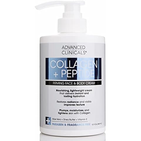 Advanced Clinicals Collagen Lotion + Peptide Cream Dry Skin Rescue Face & Body Moisturizing Skin Care Cream To Lift, Firm, & Tighten, Anti Aging Skincare Moisturizer Hydrates Skin, Large 15 Fl Oz Cover