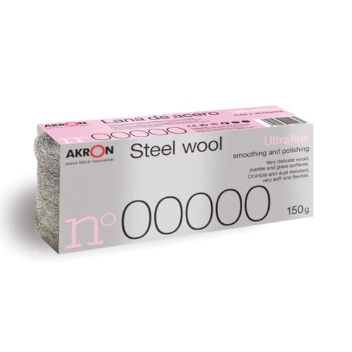 Lana de Acero 00000 (Ultrafina) y Lana de Acero 0000 (Fina), 150g, Precisión y Versatilidad para Pulidor Suelos, Restauración y Fotografía Nocturna, Decapante y Lija Madera AKRON