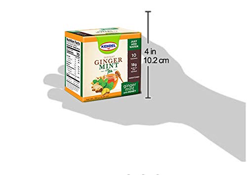 Miniatura 4 de Kendel Té instantáneo de jengibre y menta con miel, sin cafeína (14 bolsitas). Sabor calmante sin OMG
