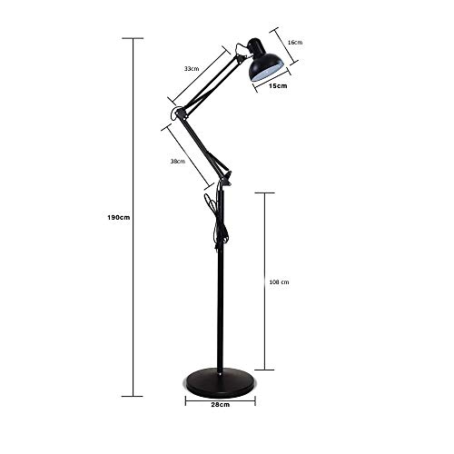 Luminária Abajur pedestal Articulada Chão Metal Lustre Coluna 1,90m