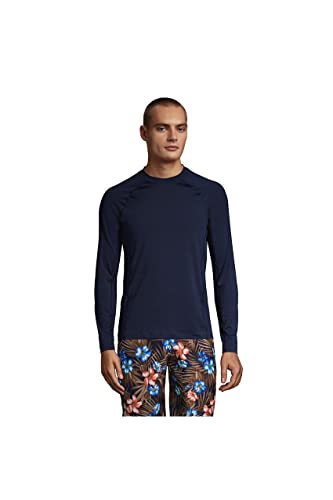 Lands' End Mens Long Sleeve Swim Tee Rash Guard Radiant Navy Regular X-Large