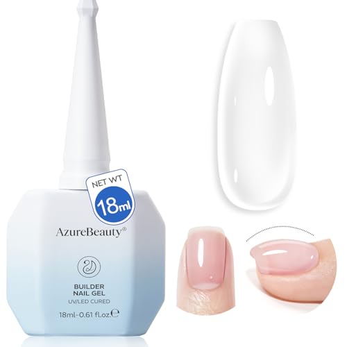 AZUREBEAUTY 7-in-1 Clear Builder Nail Gel, 18ml LED Cured Color Rubber Base Coat, Strengthener...