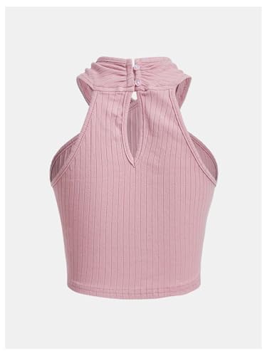 Milumia Girl's Crisscross Halter Neck Tank Top Sleeveless Keyhole Back Crop Tops2