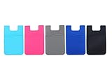 CrawL Silicone 3M Adhesive Credit Card Holder / ID Card Holder / Pouch Sleeve Holder for All Phones (iphones / Samsung Galaxy / Sony Eriksson / LG) (5pcs) (5-pack mixed color)