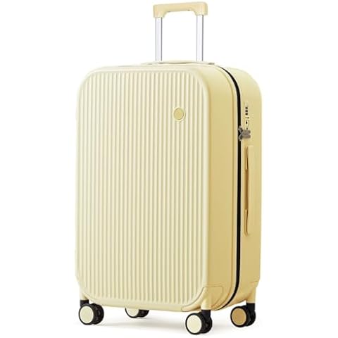 mixi 24 Inch Checked Luggage PC Hardshell Suitcases with Wheels for Travel Woman Men, Lark Yellow Cover