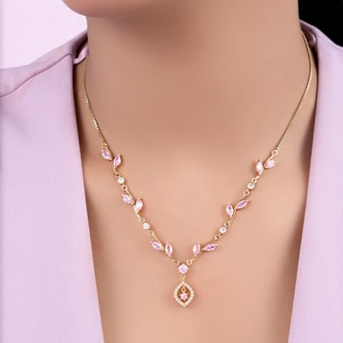 Image of ZAVYA 925 Sterling Silver Leaf Gold Plated Necklace | Gifts For Women And Girls | With Certificate of Authenticity and 925 Hallmark