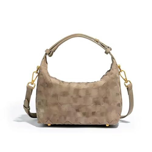 Luxurious Suede Slouch Hobo Bag for Women Woven Leather Shoulder