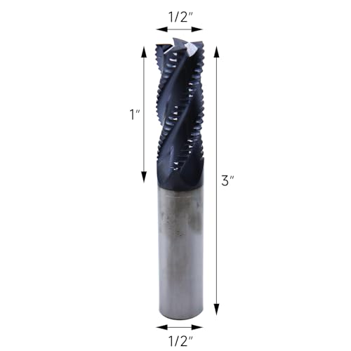 Image of 5Pcs 1 /2in Solid Carbide Roughing End Mills，4 Flute, 35 Degree Helix Bits Tool for Medium Hardness Steel, Brass, Iron
