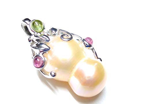 Preisvergleich Produktbild Perlenanhänger echte Barockperle, Edelsteine, 925% Sterling Silber, Perlenschmuck, Geschenk, Damen
