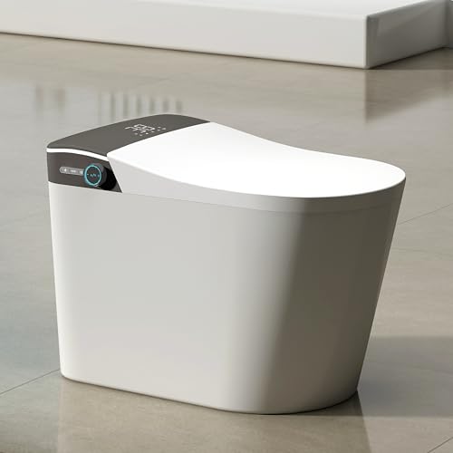 SouNor Smart Toilet con asiento bidé calefactado, auto flush, sensor de pie, modos de limpieza variables, luz nocturna, pantalla LED, acabado blanco brillante miniatura 1