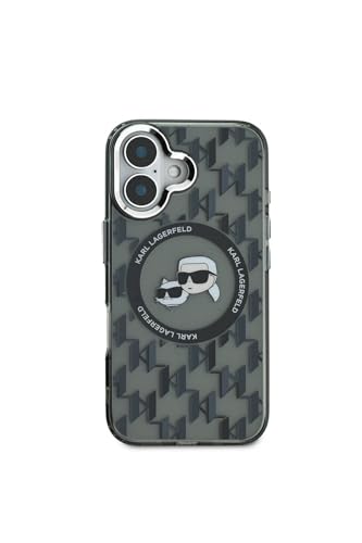 Karl Lagerfeld Coque Compatible avec iPhone 16 Back-Cover hul - Coque Compatible Magsafe IML Metal - Noir