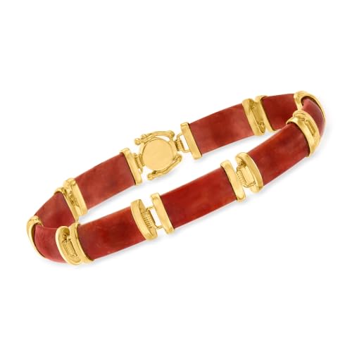 Image of Ross-Simons Good Fortune Jade Bracelet in 18kt Gold Over Sterling