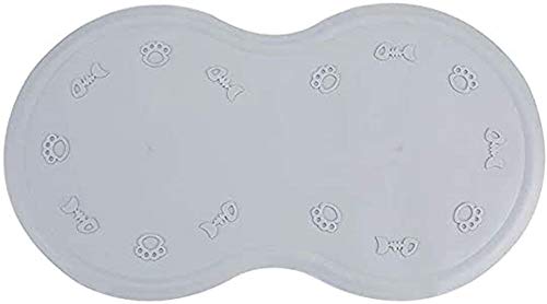 Cheeroyal Cat Food Mat, TPE Dog Cat Bowl Mat, Waterproof Non-Slip Pet Feeding Mat, Non-Stick Food Pad for 2 Bowls, Pet Bowl Mat, Pet Feeding Tray for Cats Dogs, for Small Animals