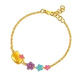 CHOW SANG SANG Sanrio 999.9 24K Solid Gold Enamel with Hello Kitty Bracelet for Women and Girls 7542