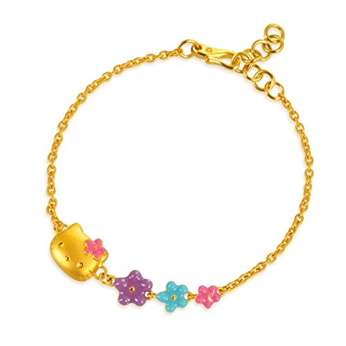 Chow Sang Sang Sanrio 999.9 24K Solid Gold Enamel With Hello Kitty Bracelet For Women And Girls 75426B | 7.4", (19 Cm) #TOP15