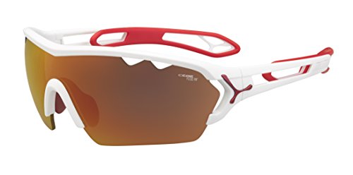 Cébé S'Track Mono, Gafas de Sol, Blanco Mate / Rojo, L