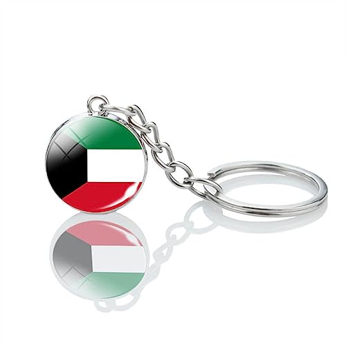 Porte-Clés Pendentif Boule De Verre Drapeau Du Koweït - Asie Koweït Pays Mini Drapeau Porte-Clés,Souvenirs De Nouveauté Porte-Clés Du Monde National Pour Hommes Femmes Couple Cadeau Accessoires,