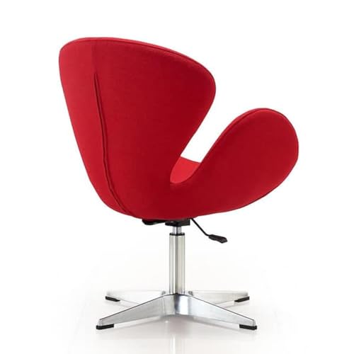 Image of Faux Leather - Modern Swivel Lounge Chair with Hydraulic Lift for Home Office Hotel Cafe (Red)
