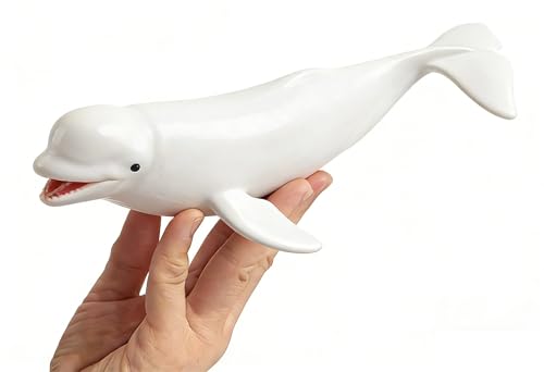 Image of SmilerSmile 7 inch Baby Beluga Figurine Plastic Sea Creature Toy for Toddlers | Solid PVC Action Figure, Simulation Sea Animals, Educational Ocean Animal Model, Non-toxic Safe Bath Toy for Kids