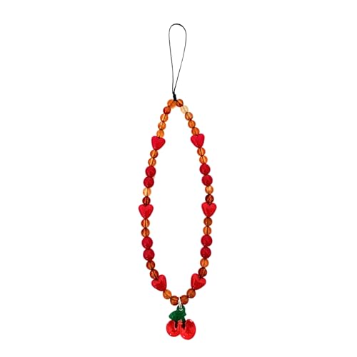 AYYSHULAN Red Cherry Phone Charm Strap Sweet Wrist Strap Cute Beaded Lanyard String Case Aesthetic Accessories for Women Girls (red cherry)