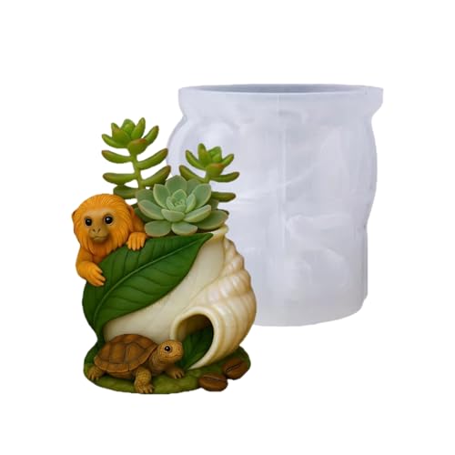 BWANGIAO Molde de Silicona con Forma de Tortuga y Mono macetas, Ideal para la fabricación de Joyas y Manualidades de Resina.