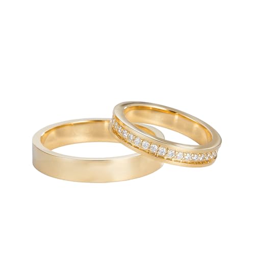 Couple Ring Sets for Her and Him with Moissanite/Diamond 925 Sterling Silver 10K 14K 18K Gold Couple Wedding Promise Engagement Rings Set for Men and Women Free Engraving