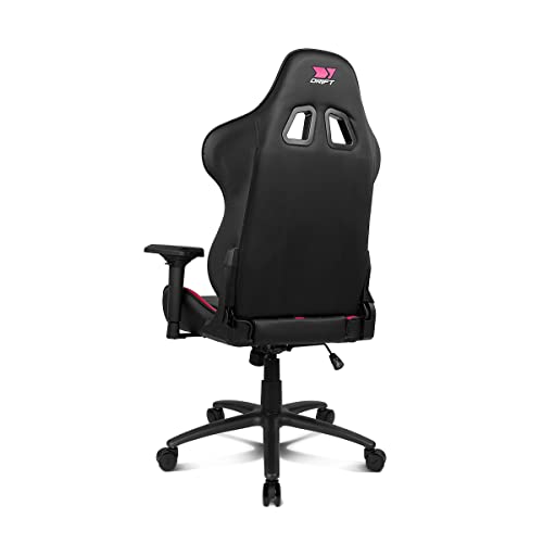DRIFT GAMING DR350 – Ergonomischer Profi-Gaming-Stuhl mit 4D-Armlehnen, Lenden- und Nackenkissen, 135° neigbar, Leise Rollen, Schwarz-Rosa – Bild 4