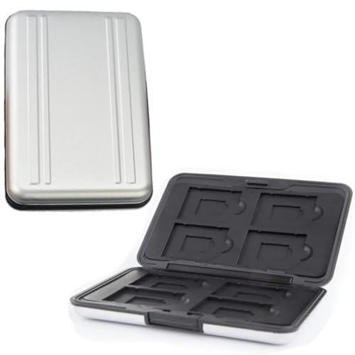 Case Estojo p/Cartões de Memória em Alumínio Escovado Luxo à Prova dágua, poeira e choque - comporta até 8x Micro +8x Sd