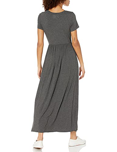Image of Amazon Essentials Women's Short-Sleeve Fitted Waisted Maxi Dress (Available in Plus Size)